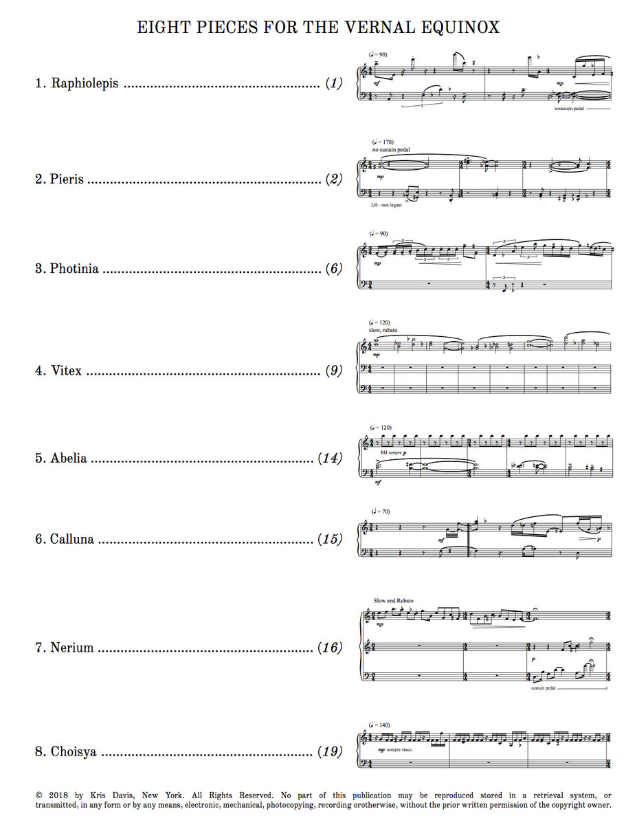 ‘Eight Pieces For The Vernal Equinox’ For Solo Piano - sample page 2